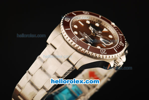 Rolex Submariner Swiss ETA 2836 Automatic Movement Steel Case and Strap with Brown Dial and Brown Ceramic Bezel - Click Image to Close